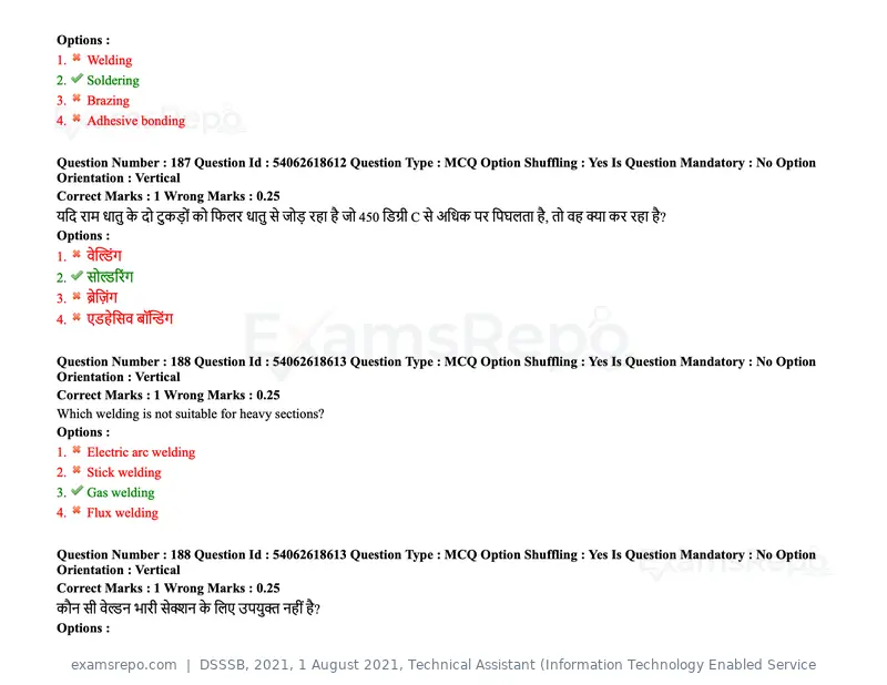 DSSSB 2021 question paper, 1 August 2021, Technical Assistant (Information Technology Enabled Service, page 149 of 158