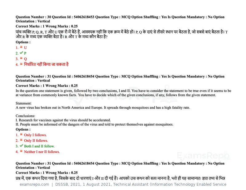 DSSSB 2021 question paper, 1 August 2021, Technical Assistant (Information Technology Enabled Service, page 23 of 158