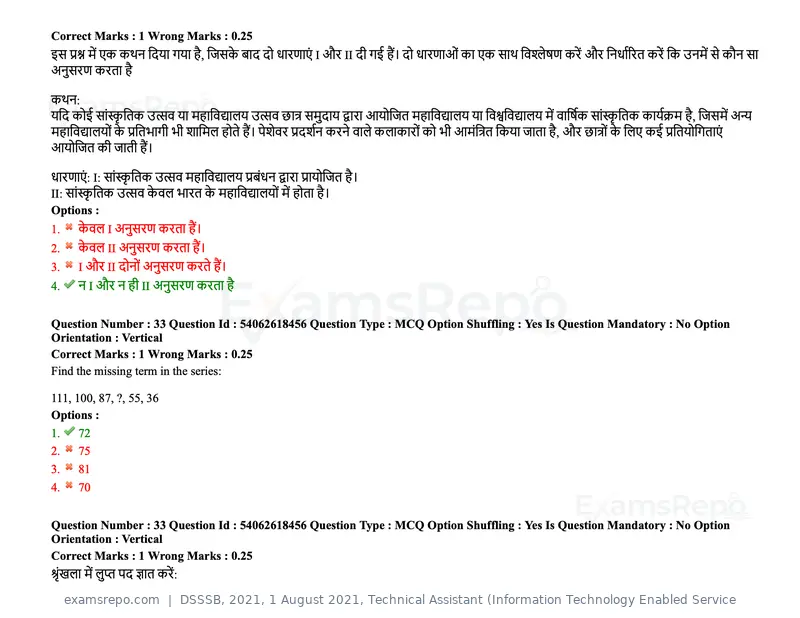 DSSSB 2021 question paper, 1 August 2021, Technical Assistant (Information Technology Enabled Service, page 25 of 158