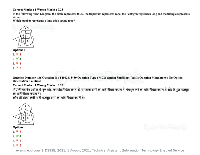 DSSSB 2021 question paper, 1 August 2021, Technical Assistant (Information Technology Enabled Service, page 29 of 158