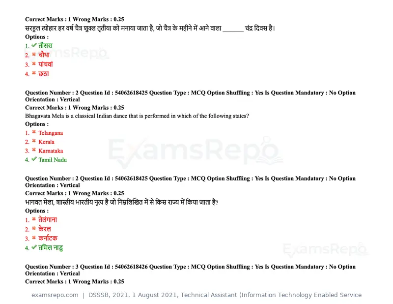 DSSSB 2021 question paper, 1 August 2021, Technical Assistant (Information Technology Enabled Service, page 3 of 158