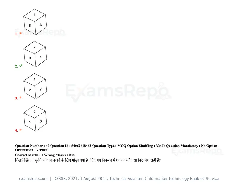 DSSSB 2021 question paper, 1 August 2021, Technical Assistant (Information Technology Enabled Service, page 35 of 158