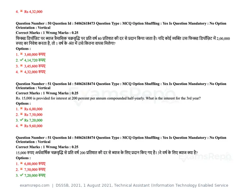 DSSSB 2021 question paper, 1 August 2021, Technical Assistant (Information Technology Enabled Service, page 44 of 158