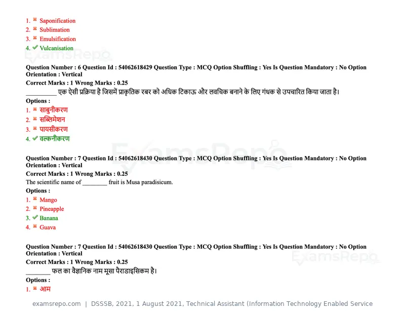 DSSSB 2021 question paper, 1 August 2021, Technical Assistant (Information Technology Enabled Service, page 6 of 158