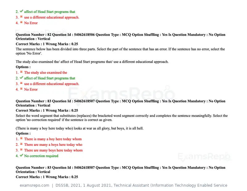 DSSSB 2021 question paper, 1 August 2021, Technical Assistant (Information Technology Enabled Service, page 71 of 158