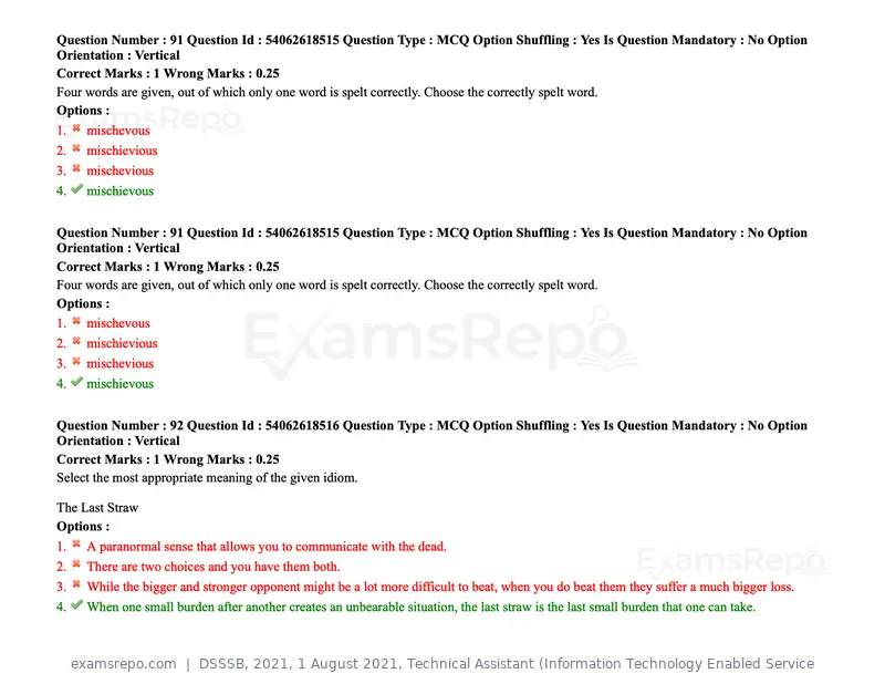 DSSSB 2021 question paper, 1 August 2021, Technical Assistant (Information Technology Enabled Service, page 78 of 158