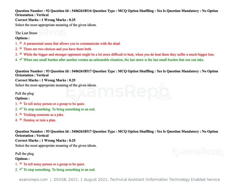 DSSSB 2021 question paper, 1 August 2021, Technical Assistant (Information Technology Enabled Service, page 79 of 158