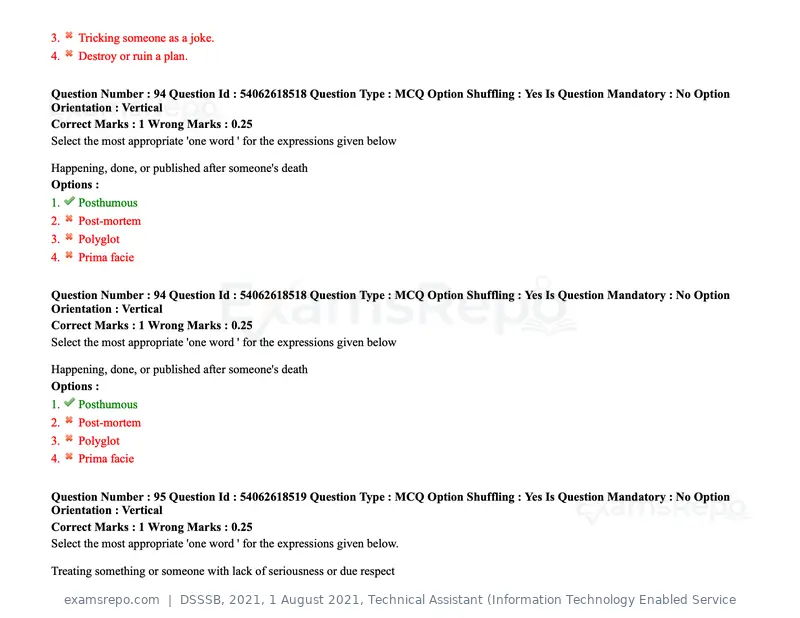 DSSSB 2021 question paper, 1 August 2021, Technical Assistant (Information Technology Enabled Service, page 80 of 158