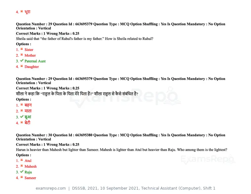 DSSSB 2021 question paper, 10 September 2021, Technical Assistant (Computer), Shift 1, page 22 of 157