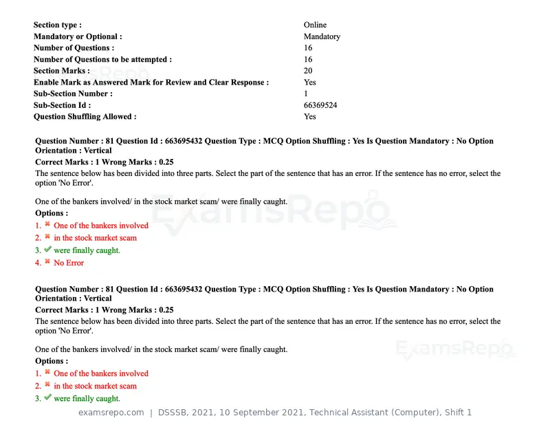 DSSSB 2021 question paper, 10 September 2021, Technical Assistant (Computer), Shift 1, page 71 of 157