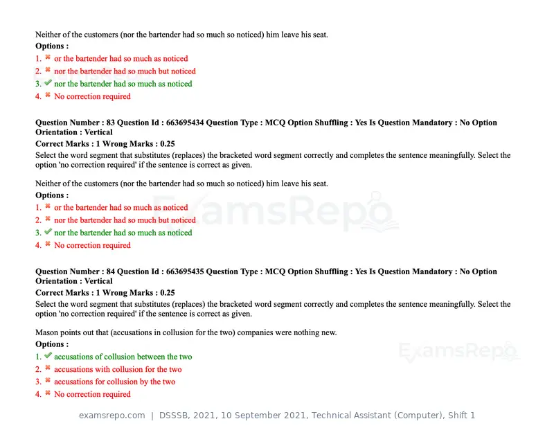 DSSSB 2021 question paper, 10 September 2021, Technical Assistant (Computer), Shift 1, page 73 of 157