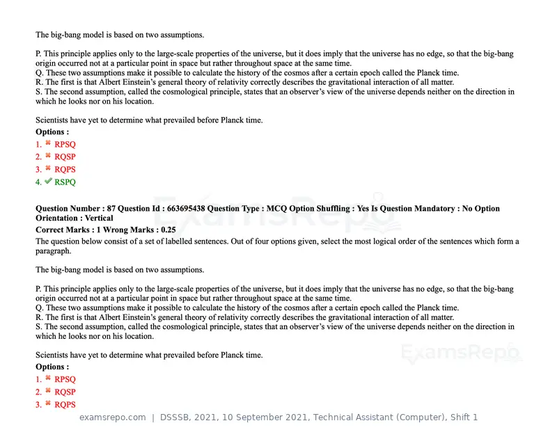 DSSSB 2021 question paper, 10 September 2021, Technical Assistant (Computer), Shift 1, page 76 of 157
