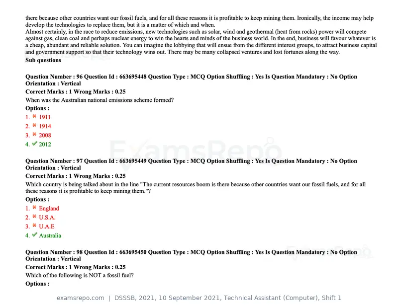 DSSSB 2021 question paper, 10 September 2021, Technical Assistant (Computer), Shift 1, page 83 of 157