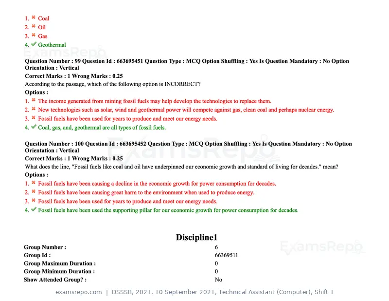 DSSSB 2021 question paper, 10 September 2021, Technical Assistant (Computer), Shift 1, page 86 of 157