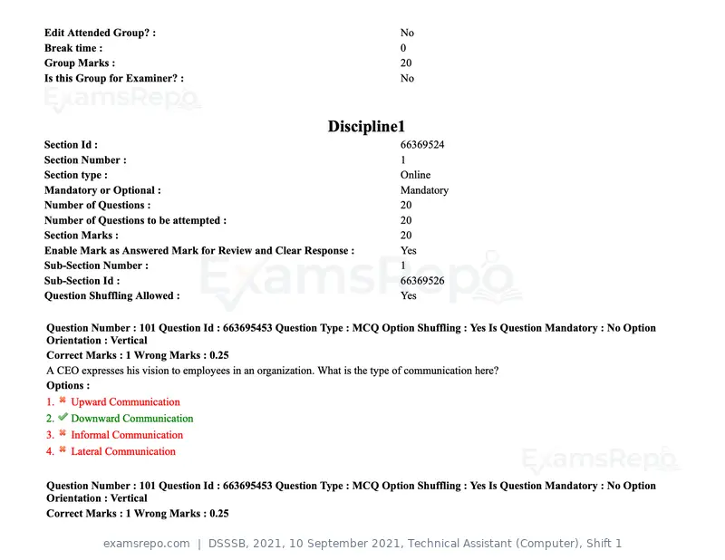 DSSSB 2021 question paper, 10 September 2021, Technical Assistant (Computer), Shift 1, page 87 of 157