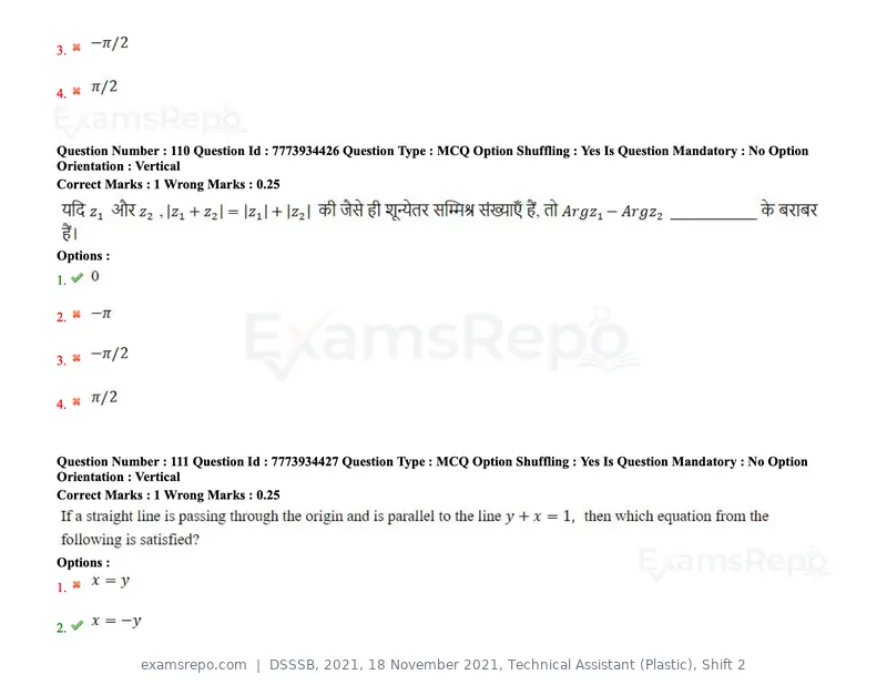DSSSB 2021 question paper, 18 November 2021, Technical Assistant (Plastic), Shift 2, page 103 of 168