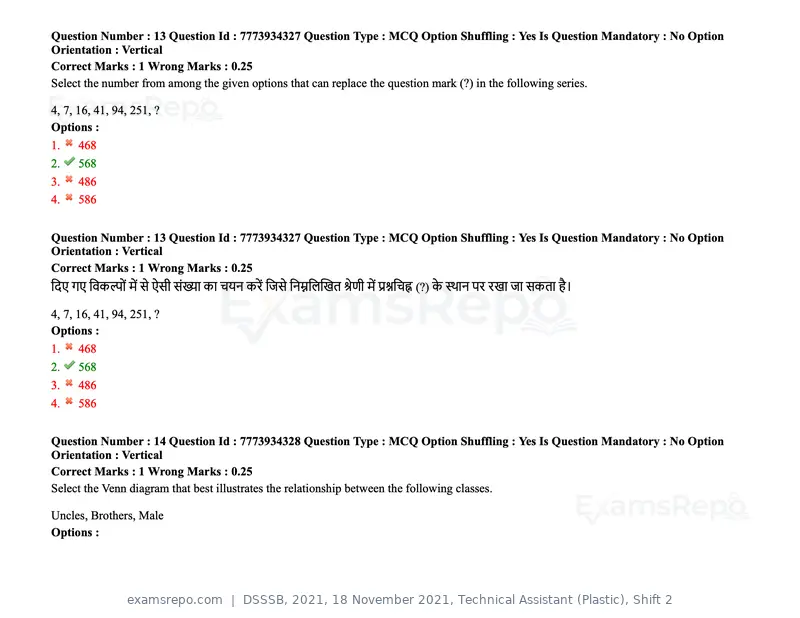 DSSSB 2021 question paper, 18 November 2021, Technical Assistant (Plastic), Shift 2, page 12 of 168