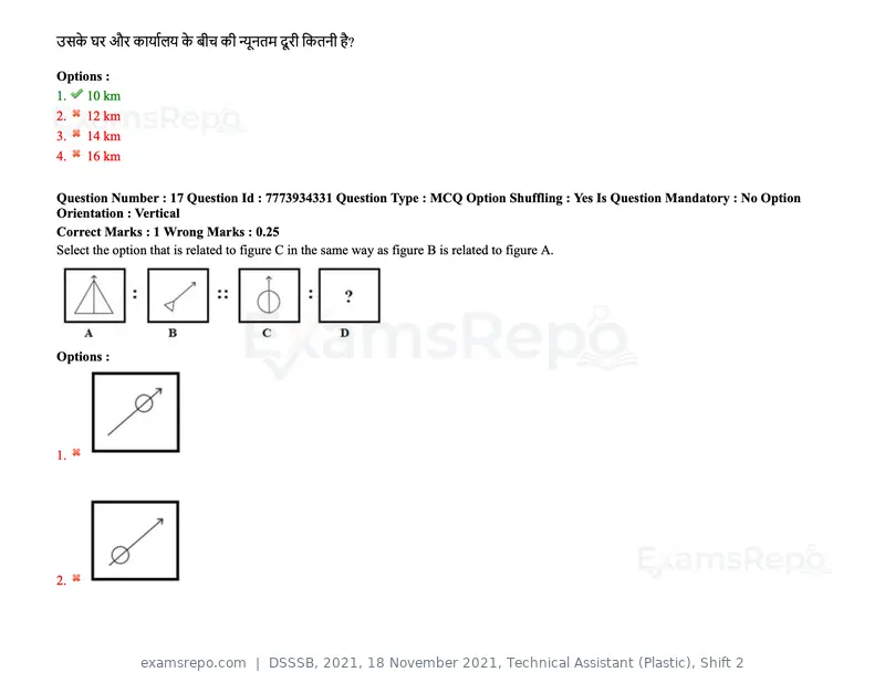 DSSSB 2021 question paper, 18 November 2021, Technical Assistant (Plastic), Shift 2, page 16 of 168