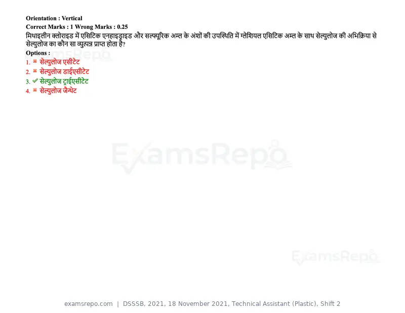 DSSSB 2021 question paper, 18 November 2021, Technical Assistant (Plastic), Shift 2, page 168 of 168