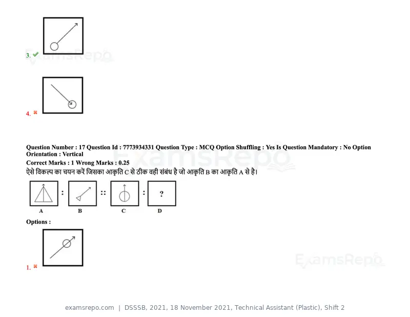 DSSSB 2021 question paper, 18 November 2021, Technical Assistant (Plastic), Shift 2, page 17 of 168