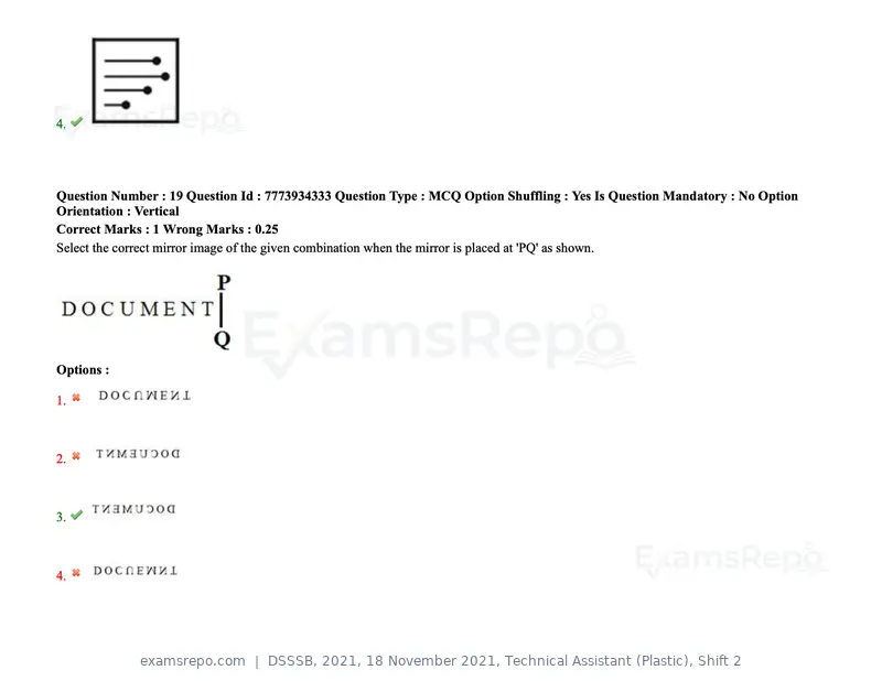 DSSSB 2021 question paper, 18 November 2021, Technical Assistant (Plastic), Shift 2, page 21 of 168