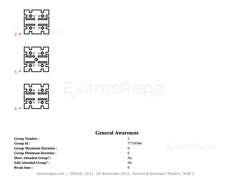 DSSSB 2021 question paper, 18 November 2021, Technical Assistant (Plastic), Shift 2, page 25 of 168