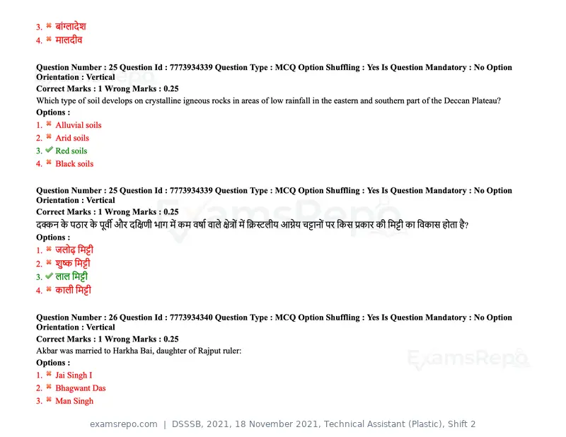 DSSSB 2021 question paper, 18 November 2021, Technical Assistant (Plastic), Shift 2, page 29 of 168