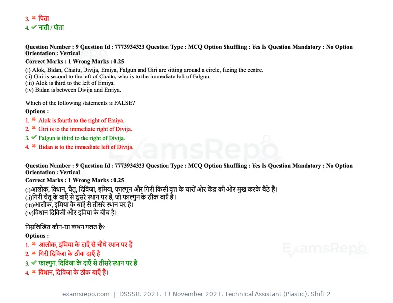 DSSSB 2021 question paper, 18 November 2021, Technical Assistant (Plastic), Shift 2, page 8 of 168