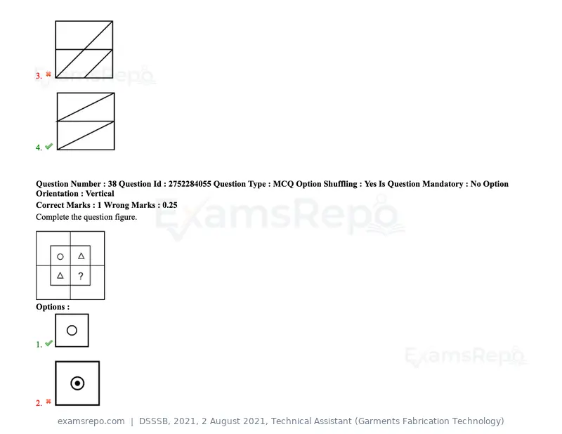 DSSSB 2021 question paper, 2 August 2021, Technical Assistant (Garments Fabrication Technology), page 32 of 153