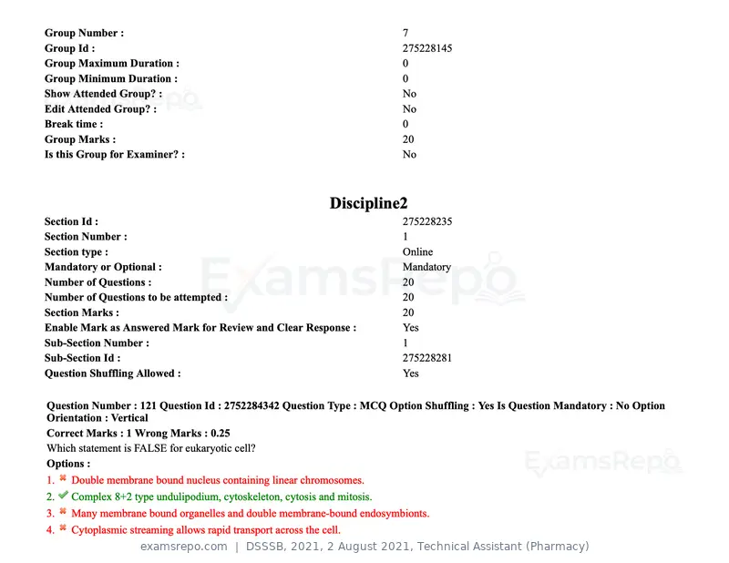 DSSSB 2021 question paper, 2 August 2021, Technical Assistant (Pharmacy), page 103 of 159