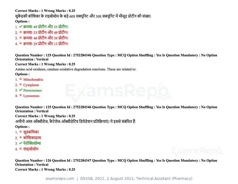 DSSSB 2021 question paper, 2 August 2021, Technical Assistant (Pharmacy), page 106 of 159