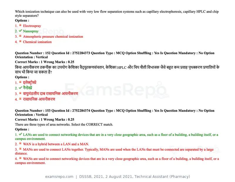 DSSSB 2021 question paper, 2 August 2021, Technical Assistant (Pharmacy), page 125 of 159