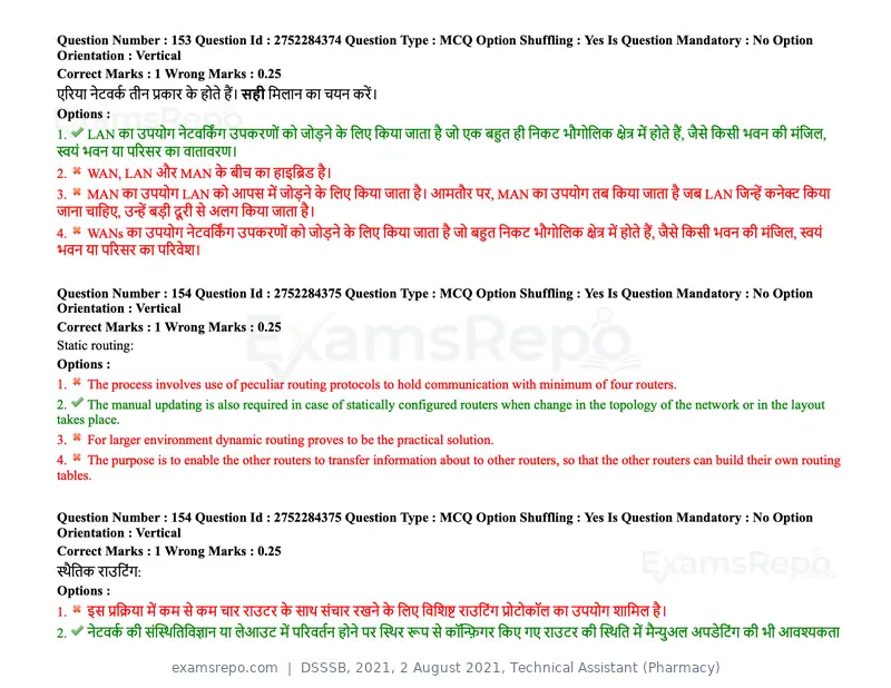 DSSSB 2021 question paper, 2 August 2021, Technical Assistant (Pharmacy), page 126 of 159