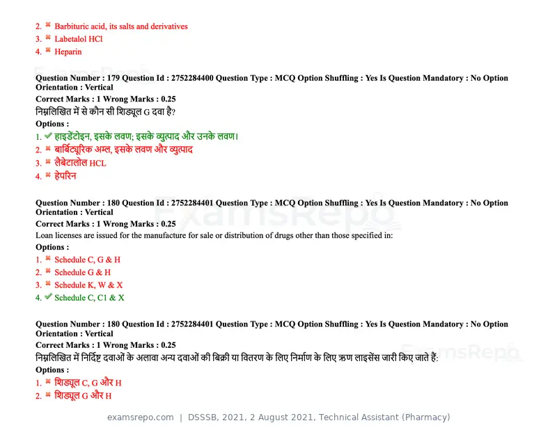 DSSSB 2021 question paper, 2 August 2021, Technical Assistant (Pharmacy), page 144 of 159