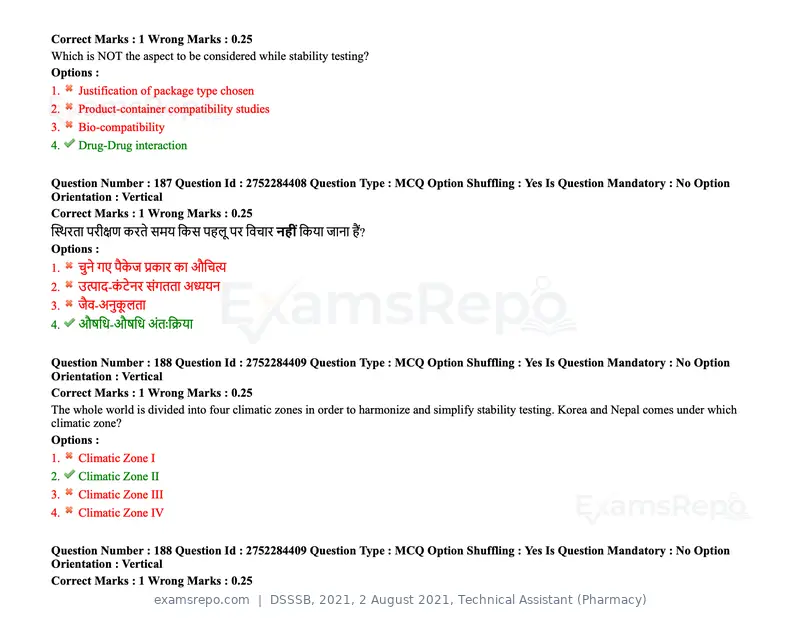 DSSSB 2021 question paper, 2 August 2021, Technical Assistant (Pharmacy), page 150 of 159