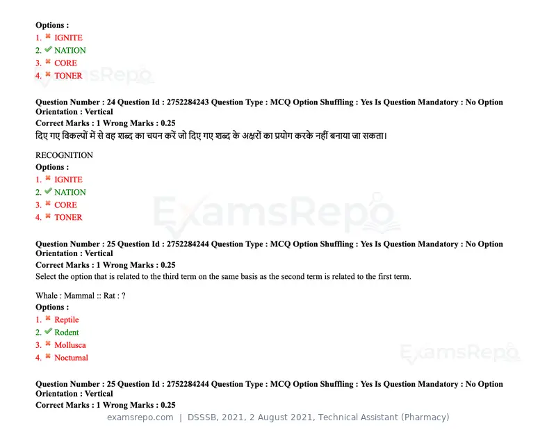 DSSSB 2021 question paper, 2 August 2021, Technical Assistant (Pharmacy), page 19 of 159