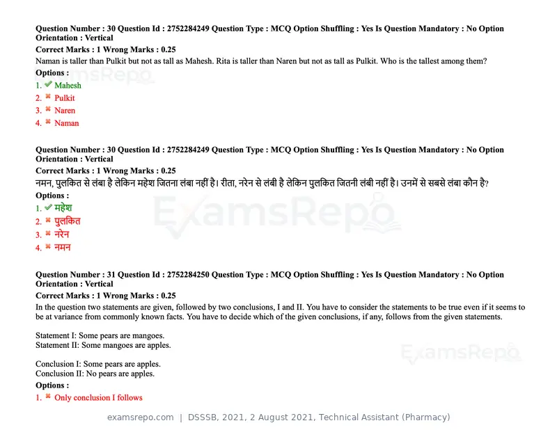 DSSSB 2021 question paper, 2 August 2021, Technical Assistant (Pharmacy), page 23 of 159