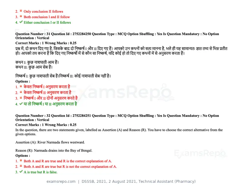 DSSSB 2021 question paper, 2 August 2021, Technical Assistant (Pharmacy), page 24 of 159