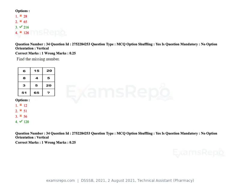 DSSSB 2021 question paper, 2 August 2021, Technical Assistant (Pharmacy), page 26 of 159