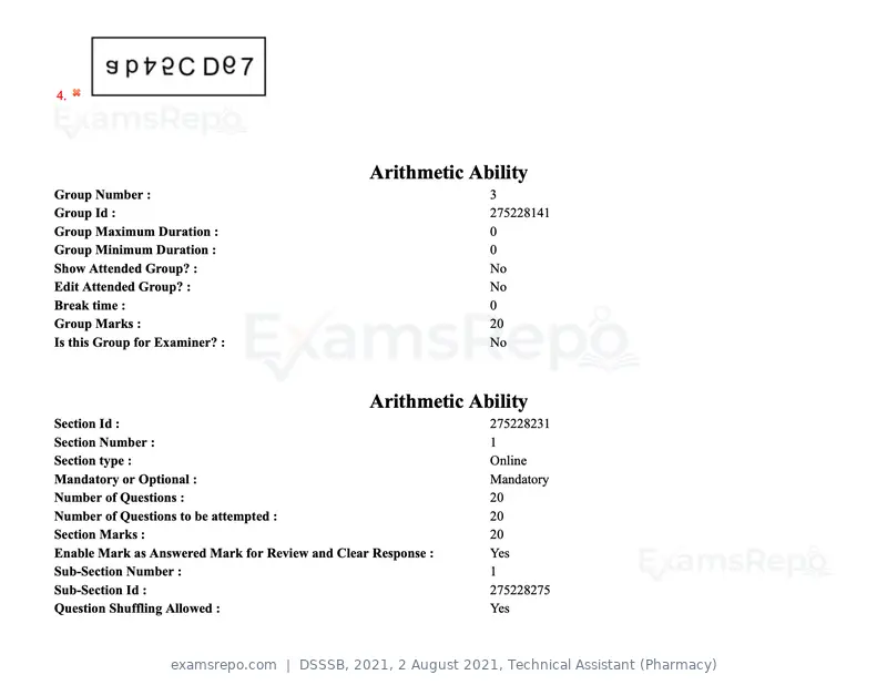DSSSB 2021 question paper, 2 August 2021, Technical Assistant (Pharmacy), page 39 of 159