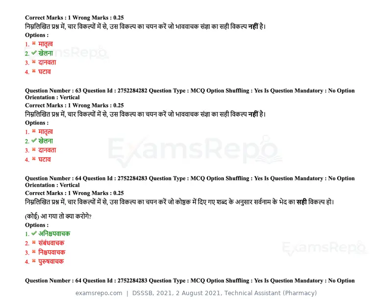 DSSSB 2021 question paper, 2 August 2021, Technical Assistant (Pharmacy), page 59 of 159