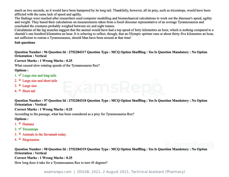 DSSSB 2021 question paper, 2 August 2021, Technical Assistant (Pharmacy), page 85 of 159