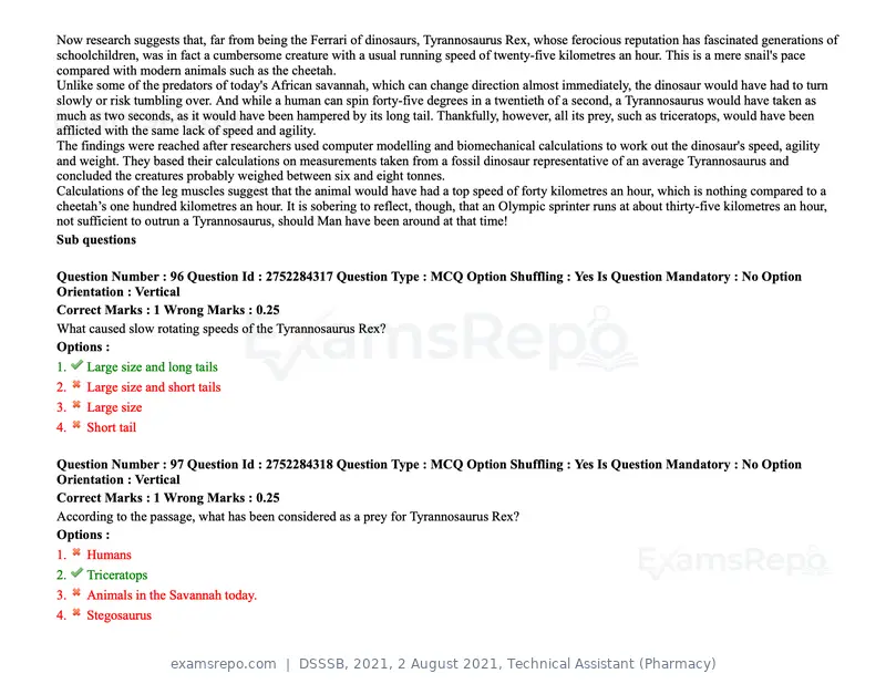 DSSSB 2021 question paper, 2 August 2021, Technical Assistant (Pharmacy), page 87 of 159