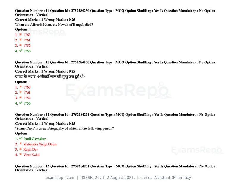 DSSSB 2021 question paper, 2 August 2021, Technical Assistant (Pharmacy), page 9 of 159