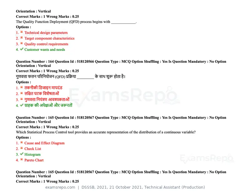 DSSSB 2021 question paper, 21 October 2021, Technical Assistant (Production), page 126 of 151