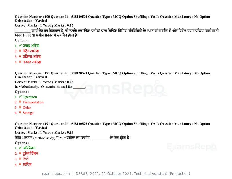 DSSSB 2021 question paper, 21 October 2021, Technical Assistant (Production), page 144 of 151