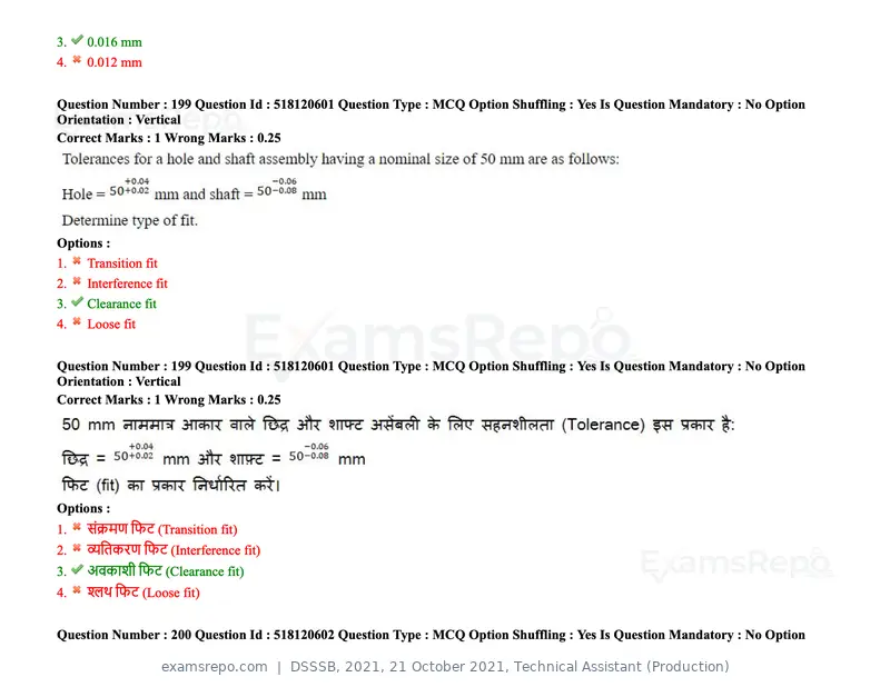 DSSSB 2021 question paper, 21 October 2021, Technical Assistant (Production), page 150 of 151
