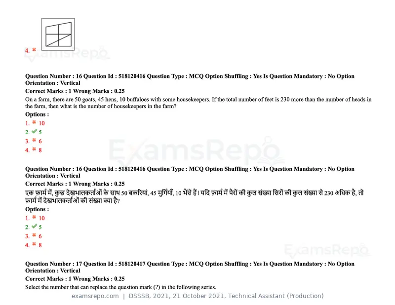 DSSSB 2021 question paper, 21 October 2021, Technical Assistant (Production), page 17 of 151