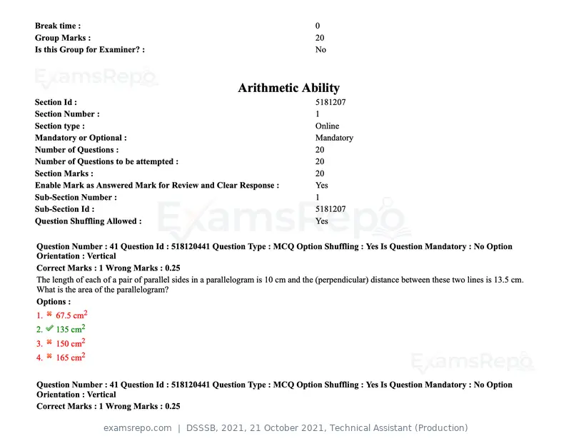 DSSSB 2021 question paper, 21 October 2021, Technical Assistant (Production), page 35 of 151