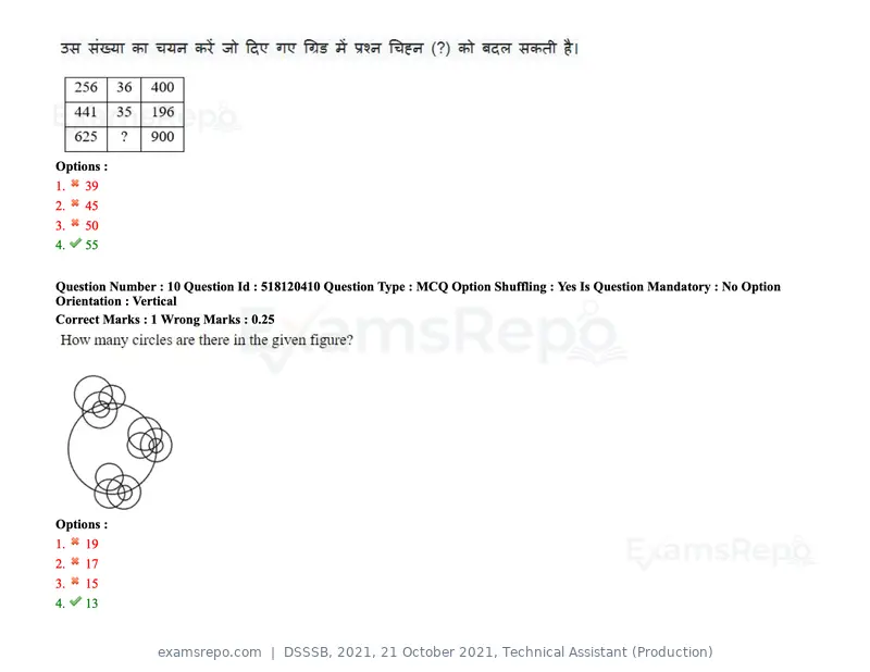 DSSSB 2021 question paper, 21 October 2021, Technical Assistant (Production), page 9 of 151
